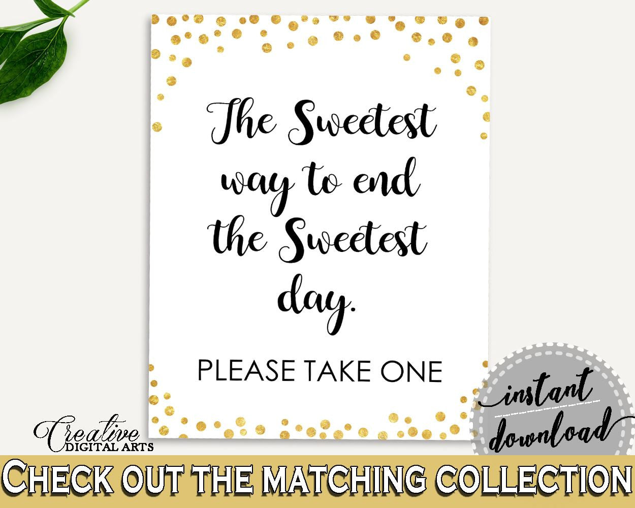 Sweetest Way Bridal Shower Sweetest Way Confetti Bridal Shower Sweetest Way Bridal Shower Confetti Sweetest Way Gold White prints CZXE5 - Digital Product