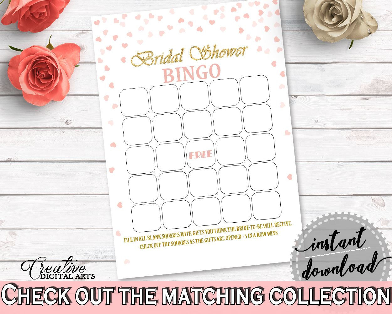 Empty Bingo Bridal Shower Empty Bingo Pink And Gold Bridal Shower Empty Bingo Bridal Shower Pink And Gold Empty Bingo Pink Gold - XZCNH - Digital Product