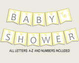 Banner Baby Shower Banner Yellow Baby Shower Banner Baby Shower Elephant Banner Yellow Gray shower activity customizable files digital W6ZPZ