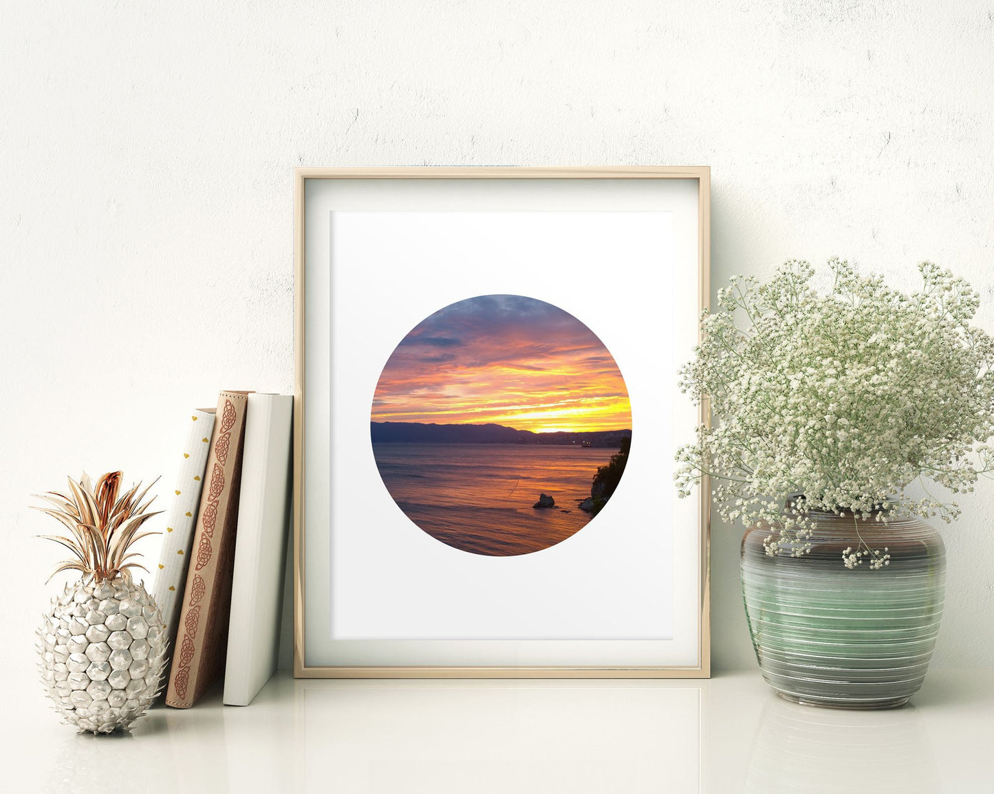 Sunset Prints Wall Art Sunset Digital Download Sunset Circle Art Sunset Circle Print Sunset Instant Download Sunset Frame And Canvas - Digital Download