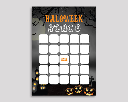 Halloween Bash Halloween Bingo Gift Cards, Halloween Bash Birthday Bingo Blank, Black Orange Bingo Cards Printable, Boy Girl Halloween LXRNF