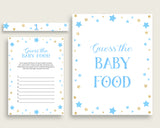 Blue Gold Stars Guess The Baby Food Game Printable, Boy Baby Shower Food Guessing Game Activity, Instant Download, Twinkle Twinkle bsr01