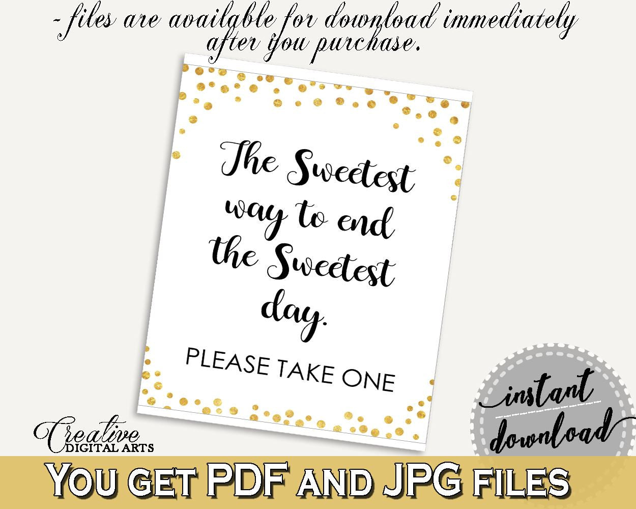 Sweetest Way Bridal Shower Sweetest Way Confetti Bridal Shower Sweetest Way Bridal Shower Confetti Sweetest Way Gold White prints CZXE5 - Digital Product