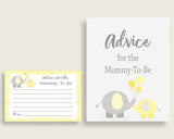Advice Cards Baby Shower Advice Cards Yellow Baby Shower Advice Cards Baby Shower Elephant Advice Cards Yellow Gray pdf jpg prints W6ZPZ