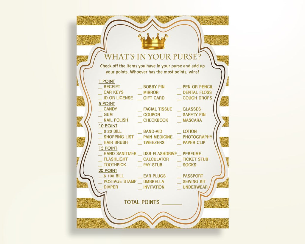 Whats In Your Purse Baby Shower Whats In Your Purse Royal Baby Shower Whats In Your Purse Gold White Baby Shower Gold Whats In Your Y9MQF - Digital Product