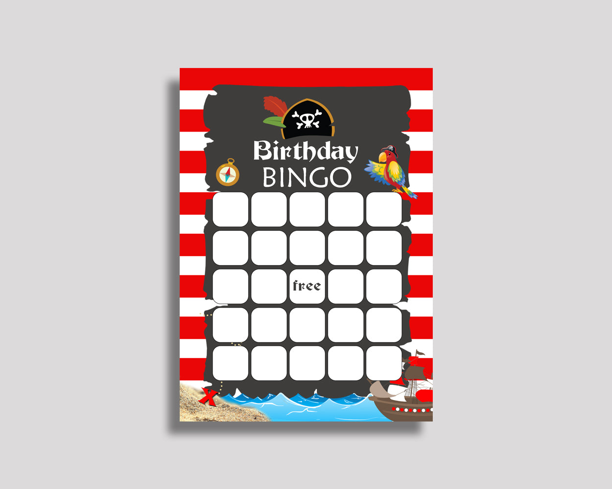 Pirate Bingo Cards Pirate Bingo Game Pirate Birthday Bingo Cards Red Black Bingo 60 Cards Boy INGIO