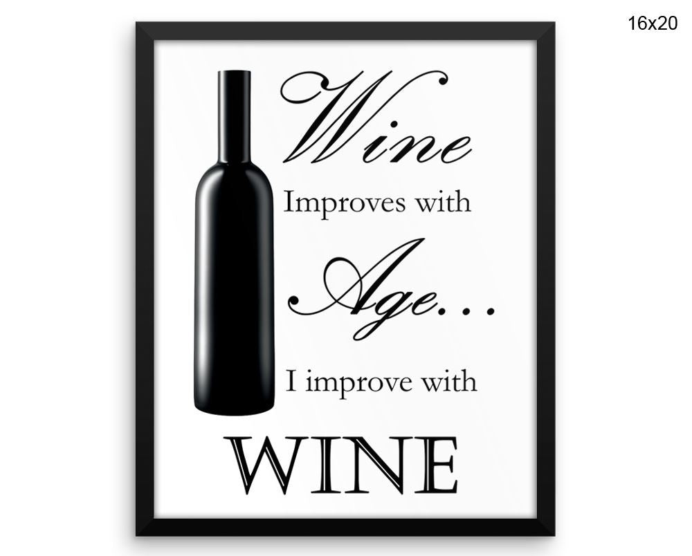 Wine Print, Beautiful Wall Art with Frame and Canvas options available Bar Decor