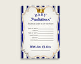 Royal Prince Baby Shower Prediction Cards & Sign Printable, Blue Gold Baby Prediction Game Boy, Instant Download, Majestic Golden Baby rp001