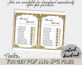 He Said She Said Game in Glittering Gold Bridal Shower Gold And Yellow Theme, keeping secrets, rich shower, party organizing, prints - JTD7P - Digital Product