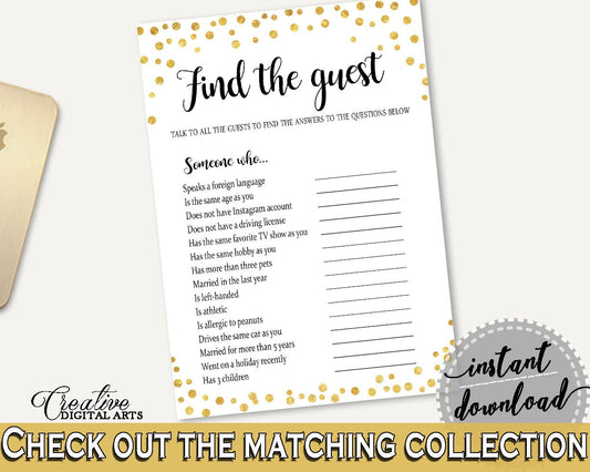 Find The Guest Bridal Shower Find The Guest Confetti Bridal Shower Find The Guest Bridal Shower Confetti Find The Guest Gold White CZXE5 - Digital Product