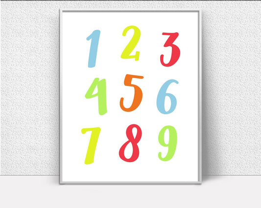 Wall Art Digits Digital Print Numbers Poster Art Digits Wall Art Print Numbers Nursery Art Numbers Nursery Print Digits Wall Decor Digits - Digital Download