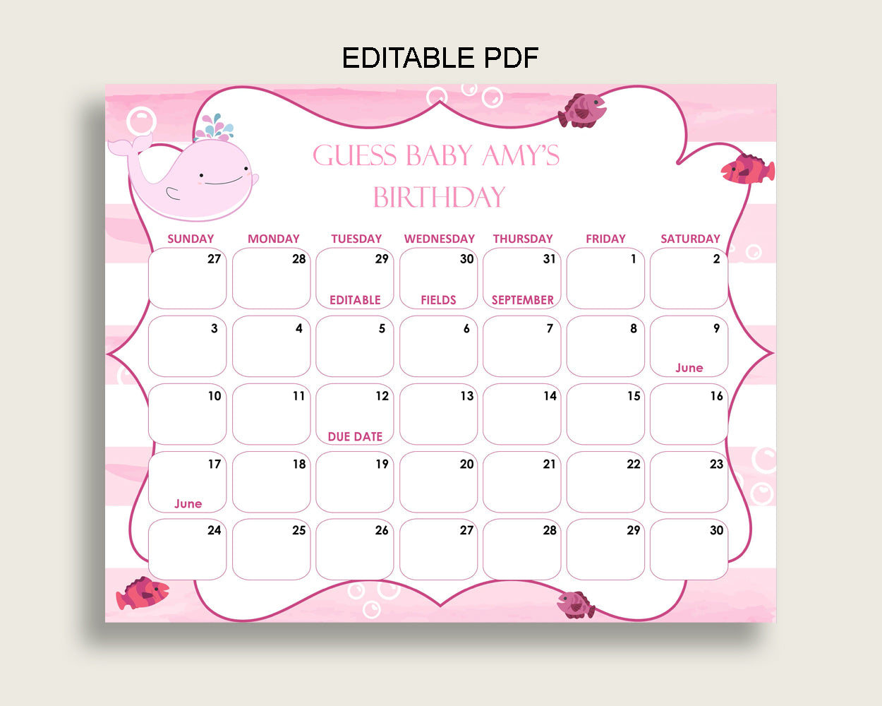 Birthday Predictions Baby Shower Birthday Predictions Pink Whale Baby Shower Birthday Predictions Baby Shower Pink Whale Birthday wbl02