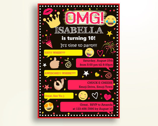 Emoji Birthday Invitation Emoji Birthday Party Invitation Emoji Birthday Party Emoji Invitation Girl editable pdf smiley invitation NZ1RW - Digital Product