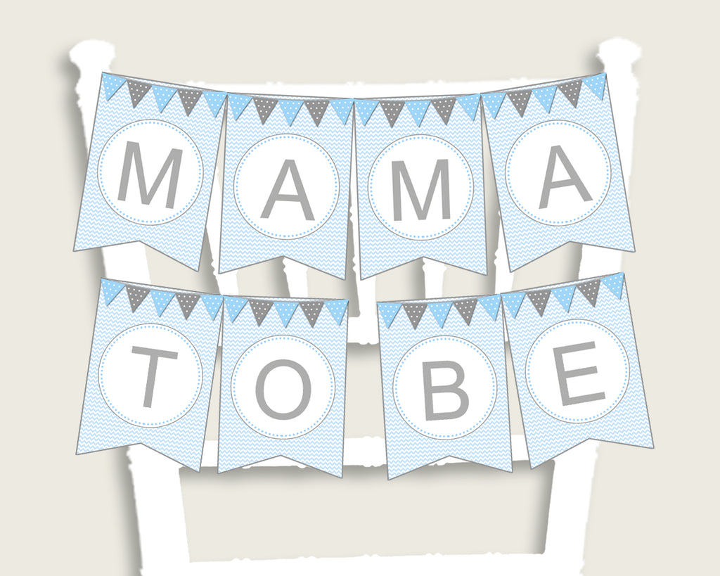 Elephant Baby Shower Chair Banner Printable, Blue Grey Chair Banner, Boy Shower, Mama To Be, Mommy, Dad Mom To Be, Instant Download, ebl02