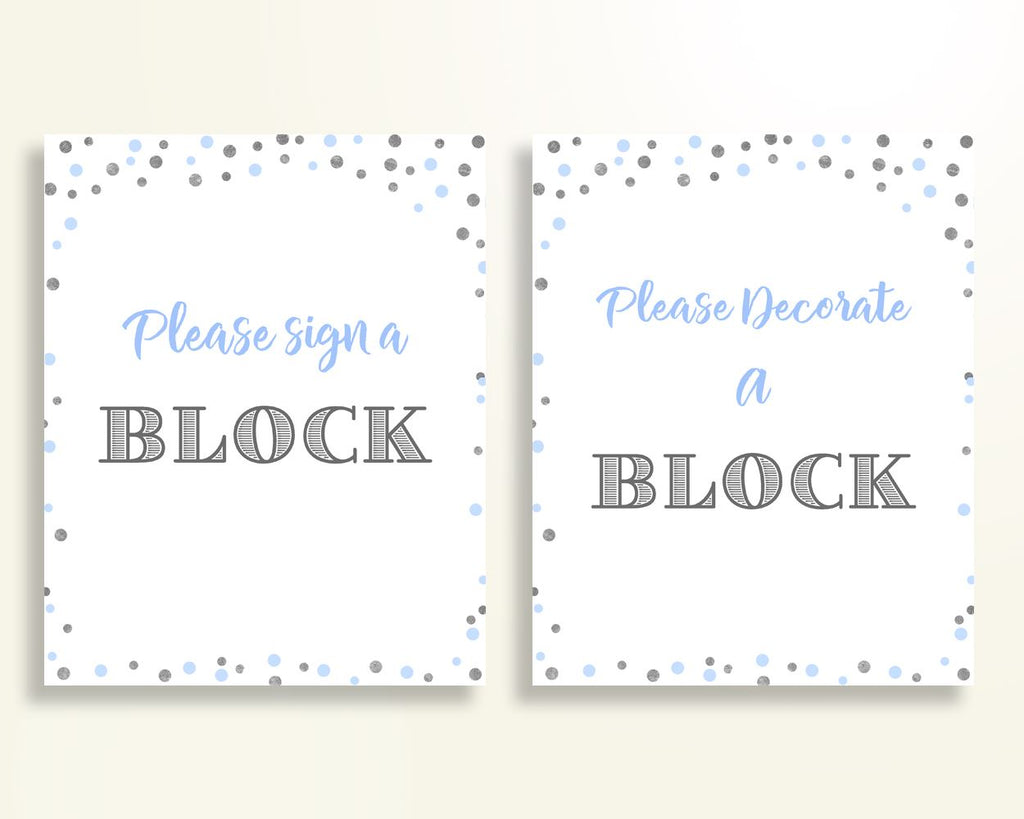 Sign A Block Baby Shower Decorate A Block Blue And Silver Baby Shower Sign A Block Blue Silver Baby Shower Blue And Silver Decorate A OV5UG - Digital Product