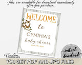 Welcome Sign Baby Shower Welcome Sign Owl Baby Shower Welcome Sign Baby Shower Owl Welcome Sign Gray Brown shower celebration - 9PUAC - Digital Product