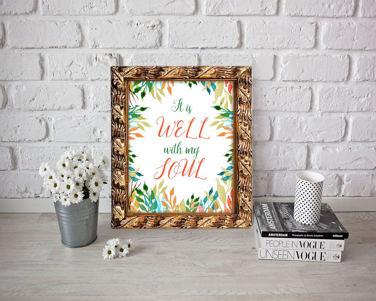 Wall Art Verse Digital Print Soul Poster Art Verse Wall Art Print Soul  Wall Decor Verse watercolor leaves scripture art well soul - Digital Download