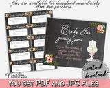 Chalkboard Flowers Bridal Shower Candy Guessing Game in Black And Pink, prediction games, chalkboard bridal, pdf jpg, printables - RBZRX - Digital Product