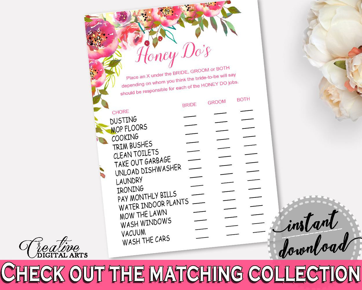 Honey Do List Bridal Shower Honey Do List Spring Flowers Bridal Shower Honey Do List Bridal Shower Spring Flowers Honey Do List Pink UY5IG - Digital Product