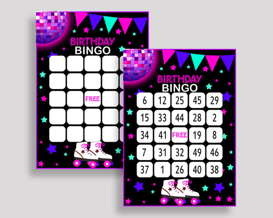 Roller Skates Bingo Cards Roller Skates Birthday Game Roller Skates Bingo Prefilled Pink Black Birthday Bingo Girl 8NAK7