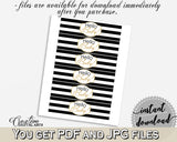 Baby shower NAPKIN RINGS printable with white black strips color theme, digital file jpg pdf, instant download - bs001