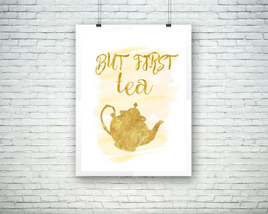 Wall Decor Tea Printable Tea Prints Tea Sign Tea  Printable Art Tea tea quote print tea time tea potter watercolor pink gold quote - Digital Download