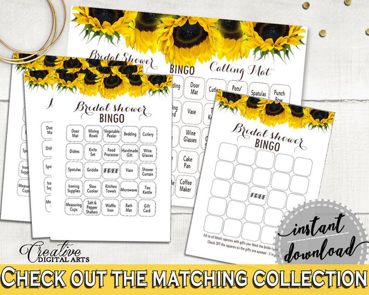 Bingo Bridal Shower Bingo Sunflower Bridal Shower Bingo Bridal Shower Sunflower Bingo Yellow White instant download, pdf jpg, prints SSNP1 - Digital Product