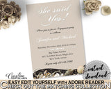 She Said Yes Invitation Editable in Seashells And Pearls Bridal Shower Brown And Beige Theme, she said yes shower, party stuff - 65924 - Digital Product