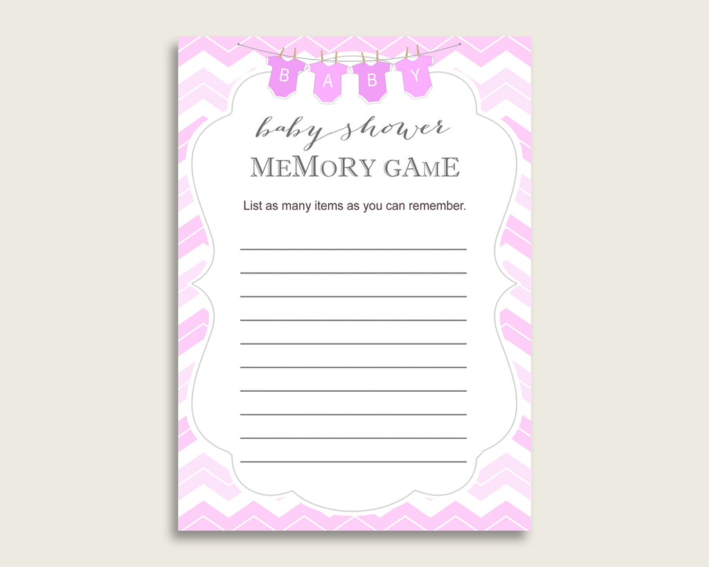 Chevron Baby Shower Memory Game, Pink White Memory Guessing Game Printable, Baby Shower Girl, Instant Download, Zig Zag Theme Popular cp001