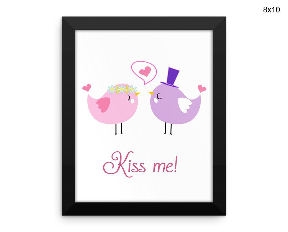 Kiss Me Birds Print, Beautiful Wall Art with Frame and Canvas options available Love Decor