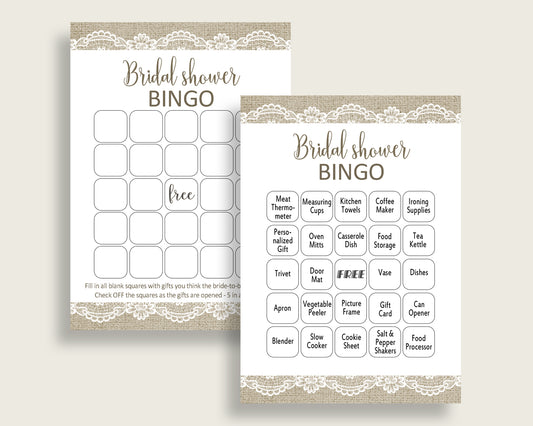 Bingo Bridal Shower Bingo Burlap And Lace Bridal Shower Bingo Bridal Shower Burlap And Lace Bingo Brown White party decorations NR0BX