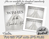 Wishes For The Soon To Be Mrs in Silver Wedding Dress Bridal Shower Silver And White Theme, wishes for the mrs, party stuff - C0CS5 - Digital Product