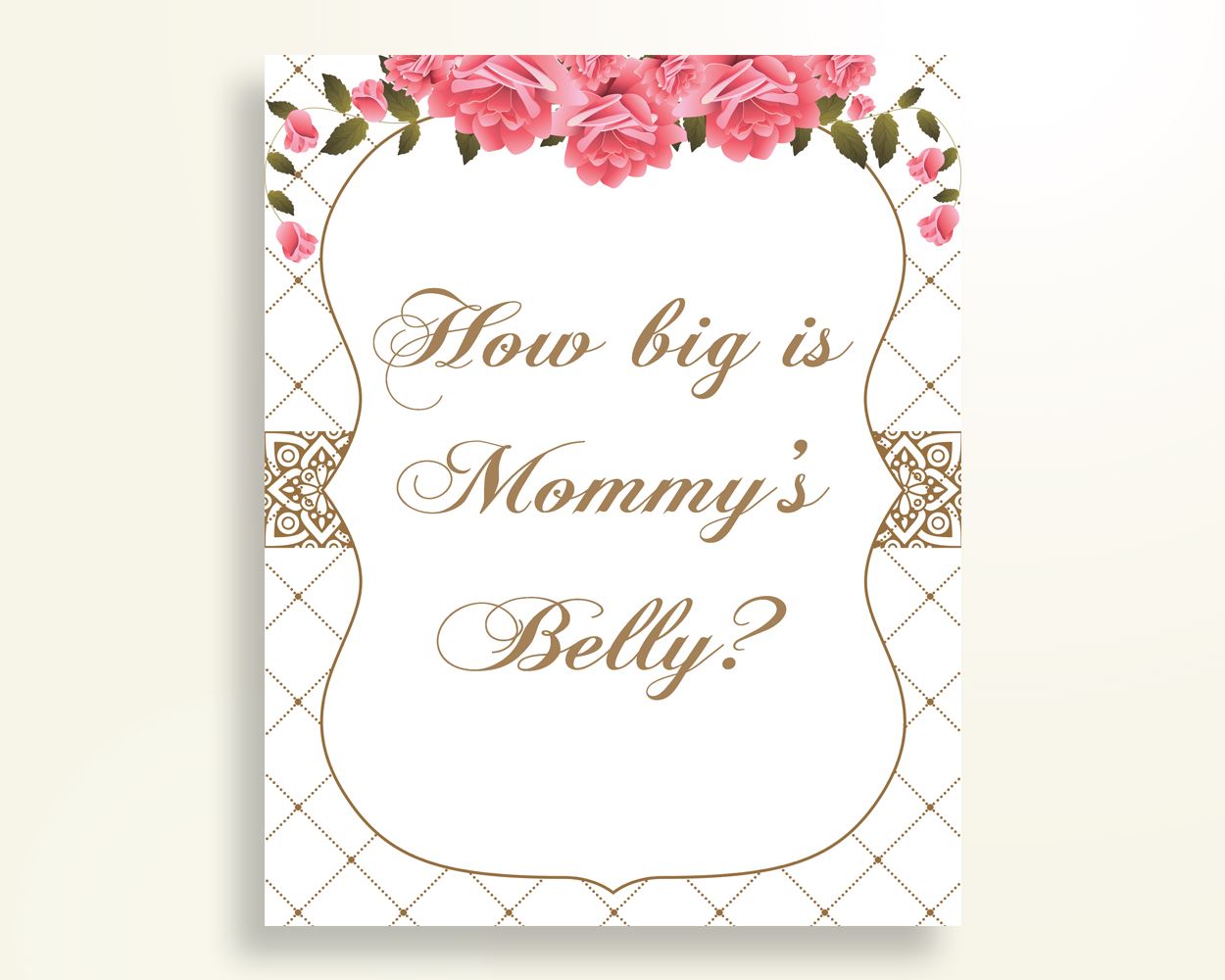 Mommy's Belly Baby Shower Mommy's Belly Roses Baby Shower Mommy's Belly Baby Shower Roses Mommy's Belly Pink White digital download U3FPX - Digital Product