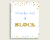 Sign A Block Baby Shower Decorate A Block Confetti Baby Shower Sign A Block Blue Gold Baby Shower Confetti Decorate A Block prints cb001