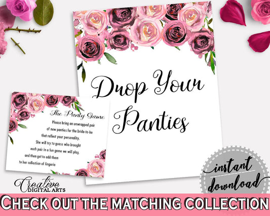 Drop Your Panties Bridal Shower Drop Your Panties Floral Bridal Shower Drop Your Panties Bridal Shower Floral Drop Your Panties Pink BQ24C - Digital Product