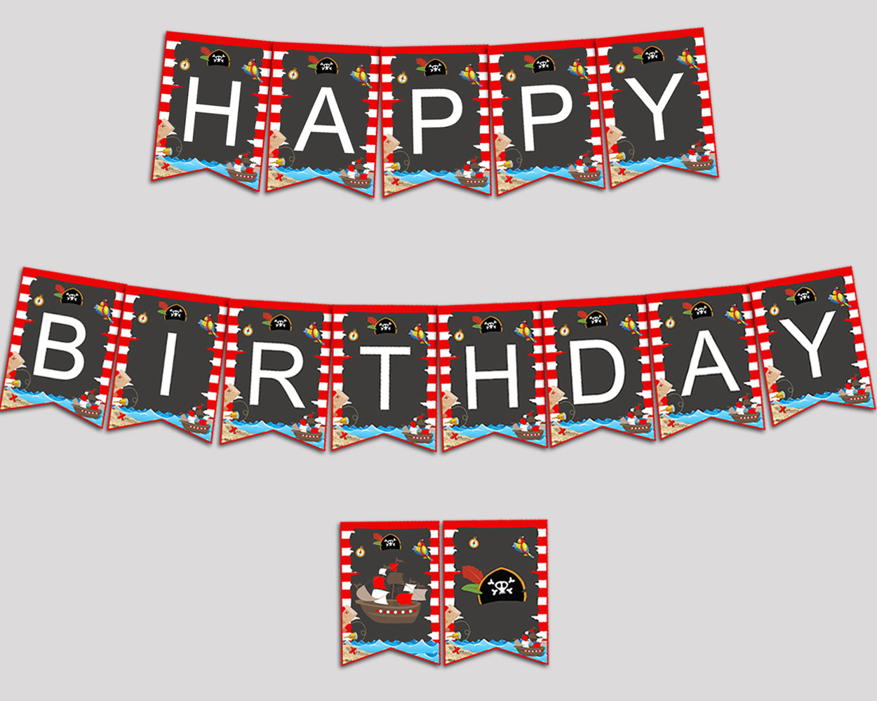 Happy Birthday Boy Banner Pirate Happy Birthday Pirate Banner Wall Decor Red Black INGIO