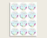 Under The Sea Baby Shower Round Thank You Tags 2 inch Printable, Pink Green Favor Gift Tags, Girl Shower Hang Tags Labels, Digital uts01