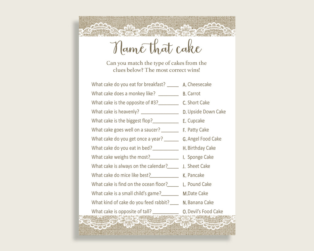 Name That Cake Bridal Shower Name That Cake Burlap And Lace Bridal Shower Name That Cake Bridal Shower Burlap And Lace Name That Cake NR0BX