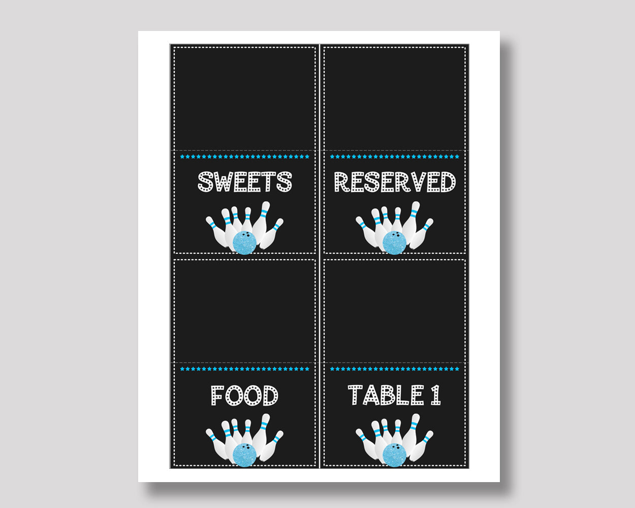 Bowling Food Tent Black Blue Tent Cards Bowling Food Table Labels Bowling Foldable Food Tent Boy 5DVSP