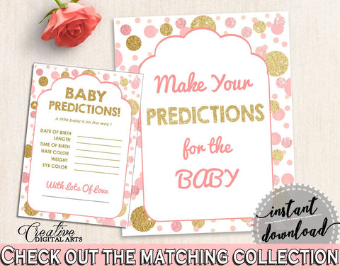 Baby Predictions, Baby Shower Baby Predictions, Dots Baby Shower Baby Predictions, Baby Shower Dots Baby Predictions Pink Gold party RUK83 - Digital Product