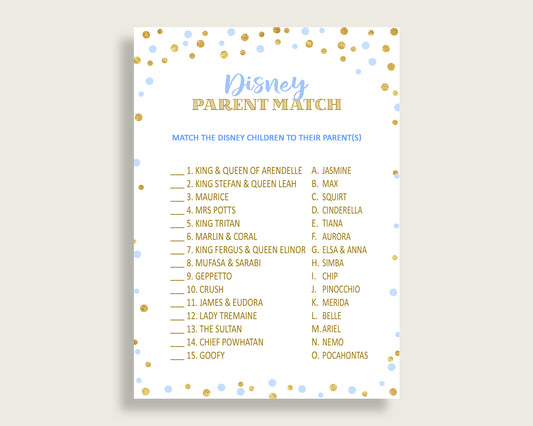 Disney Parent Match Baby Shower Disney Parent Match Confetti Baby Shower Disney Parent Match Blue Gold Baby Shower Confetti Disney cb001