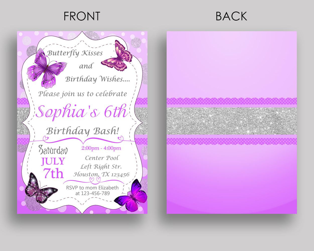 Butterfly Birthday Invitation Butterfly Birthday Party Invitation Butterfly Birthday Party Butterfly Invitation Girl butterflies OHI62 - Digital Product