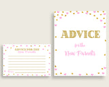 Advice Cards Baby Shower Advice Cards Hearts Baby Shower Advice Cards Baby Shower Hearts Advice Cards Pink Gold party ideas prints bsh01