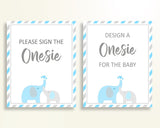 Sign The Onesie Baby Shower Design A Onesie Elephant Baby Shower Sign The Onesie Blue Gray Baby Shower Elephant Design A Onesie C0U64 - Digital Product