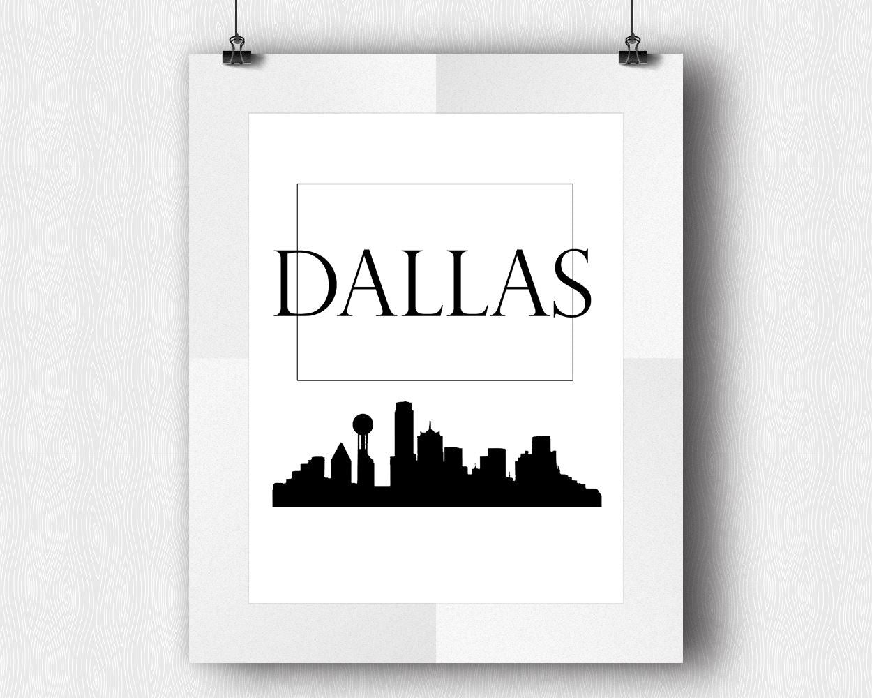 Wall Art Dallas Skyline Digital Print Dallas Skyline Poster Art Dallas Skyline Wall Art Print Dallas Skyline  Wall Decor Dallas Skyline - Digital Download