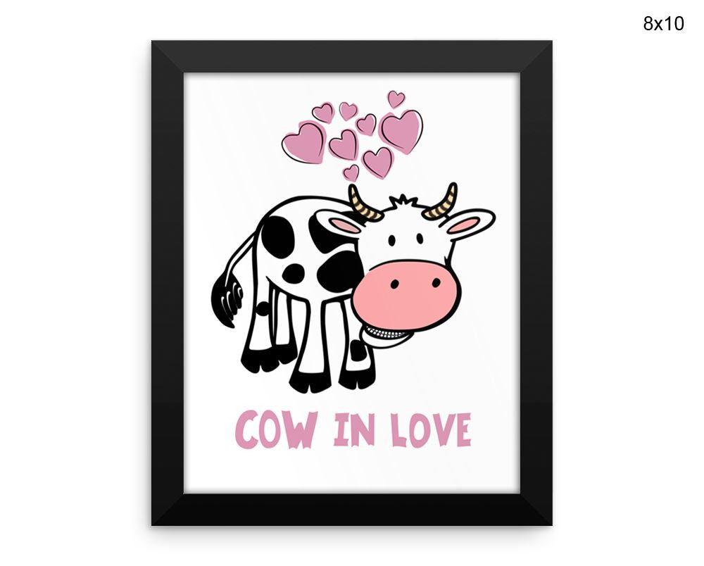 Cow Love Print, Beautiful Wall Art with Frame and Canvas options available Living Room Decor