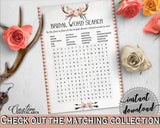Word Search in Antlers Flowers Bohemian Bridal Shower Gray and Pink Theme, find related words, vintage shower, printables, prints - MVR4R - Digital Product