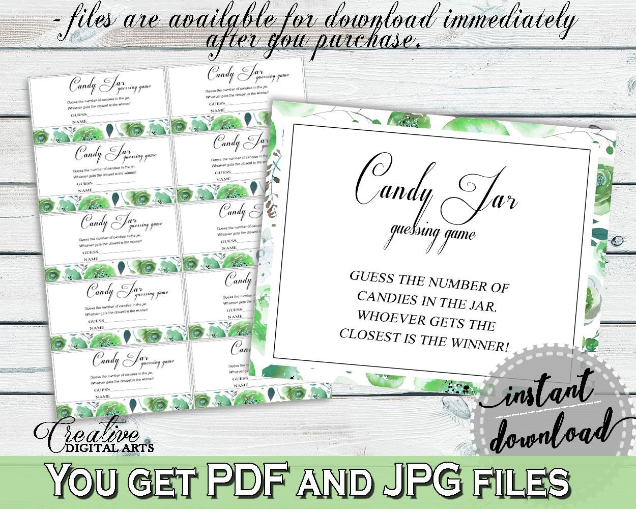 Candy Guessing Game Bridal Shower Candy Guessing Game Botanic Watercolor Bridal Shower Candy Guessing Game Bridal Shower Botanic 1LIZN - Digital Product