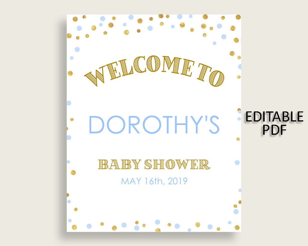 Welcome Sign Baby Shower Welcome Sign Confetti Baby Shower Welcome Sign Blue Gold Baby Shower Confetti Welcome Sign party ideas pdf cb001