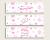Bottle Labels Baby Shower Bottle Labels Winter Baby Shower Bottle Labels Baby Shower Girl Bottle Labels Pink White party theme 74RVX - Digital Product